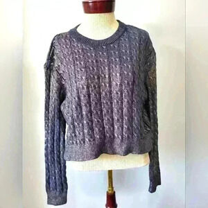 SERIANNO by seir blue and gold knit  cropped sweater. Size small